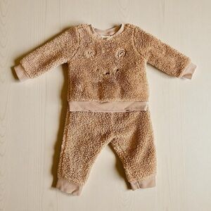 Cat & Jack Baby 2pc Faux Shearling Teddy Bear Sweatshirt and Jogger Pants Set